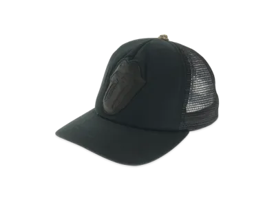 Chrome Hearts Trucker Cap Lip & Tongue Leather Patch Cross Ball Mesh "Black"