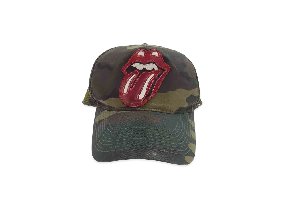 クロムハーツ トラッカーキャップ リップアンドタン レザーパッチ クロスボール付き カモフラージュ "カーキ/レッド"