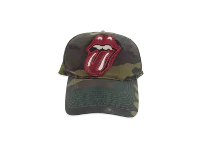 Chrome Hearts Trucker Cap Lip & Tongue Leather Patch Cross Ball Camouflage "Khaki/Red"
