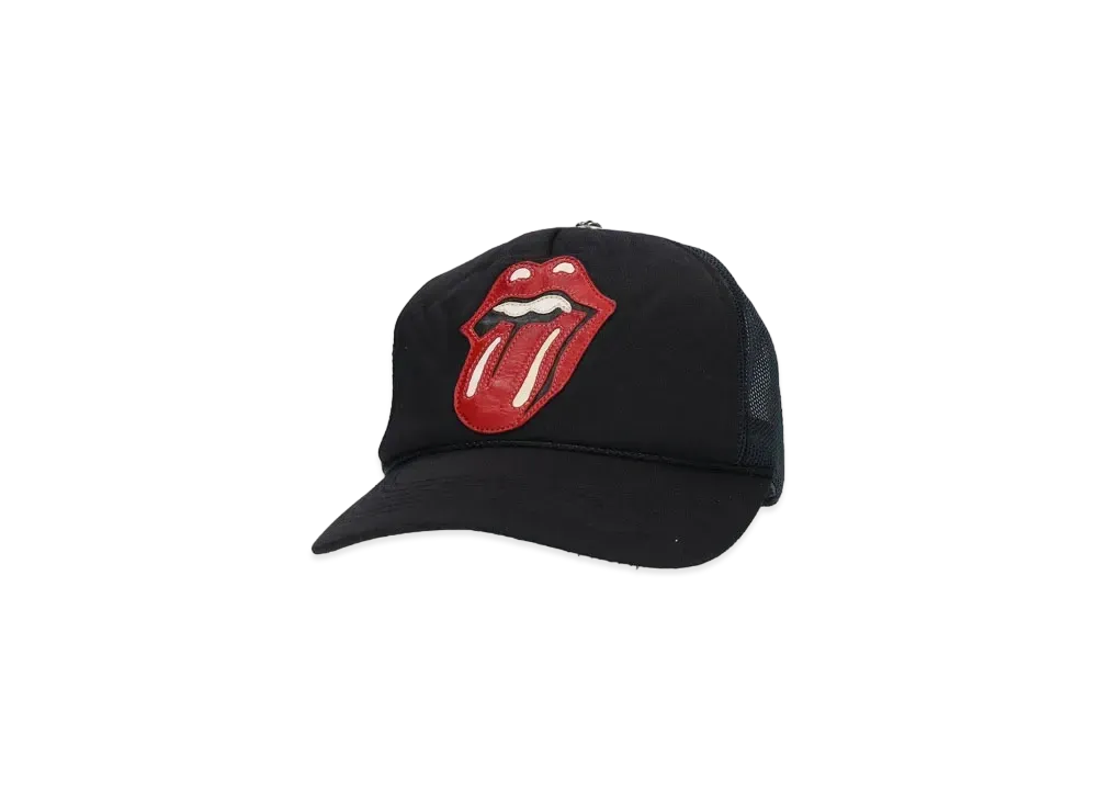 Chrome Hearts Trucker Cap Lip & Tongue Leather Patch Cross Ball Mesh "Black/Red"