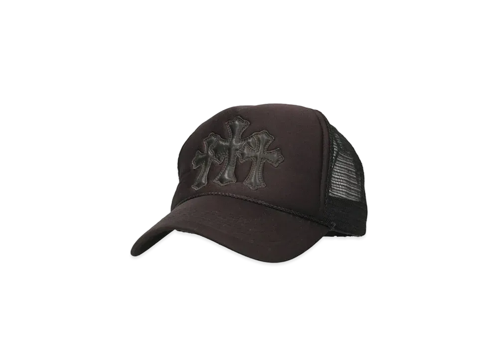 Chrome Hearts Trucker Cap Cross Leather Patch Cross Ball Mesh "Black"