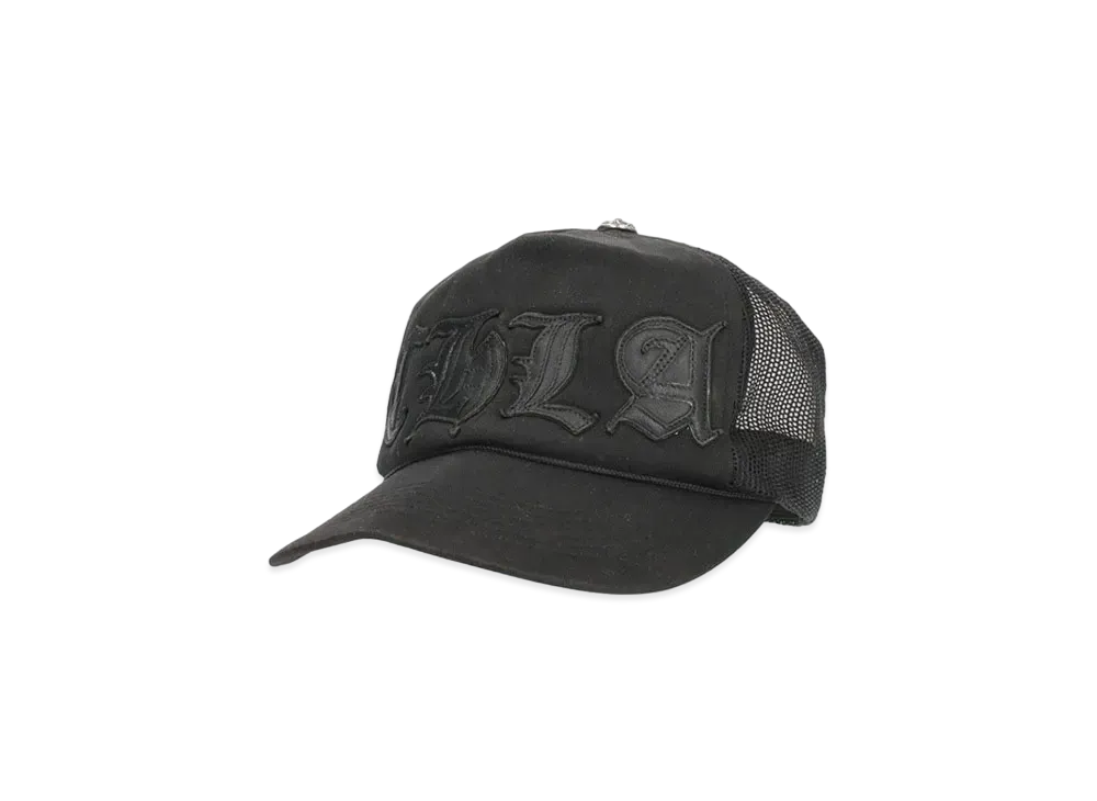 Chrome Hearts Trucker Cap CH LA Patch Cross Ball Mesh "Black"