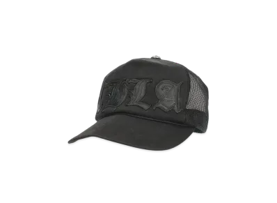 Chrome Hearts Trucker Cap CH LA Patch Cross Ball Mesh "Black"