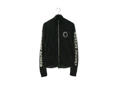 Chrome Hearts Track Jacket Leather Switch Cashmere Mixed Dagger Zip Jersey Brouson "Black"
