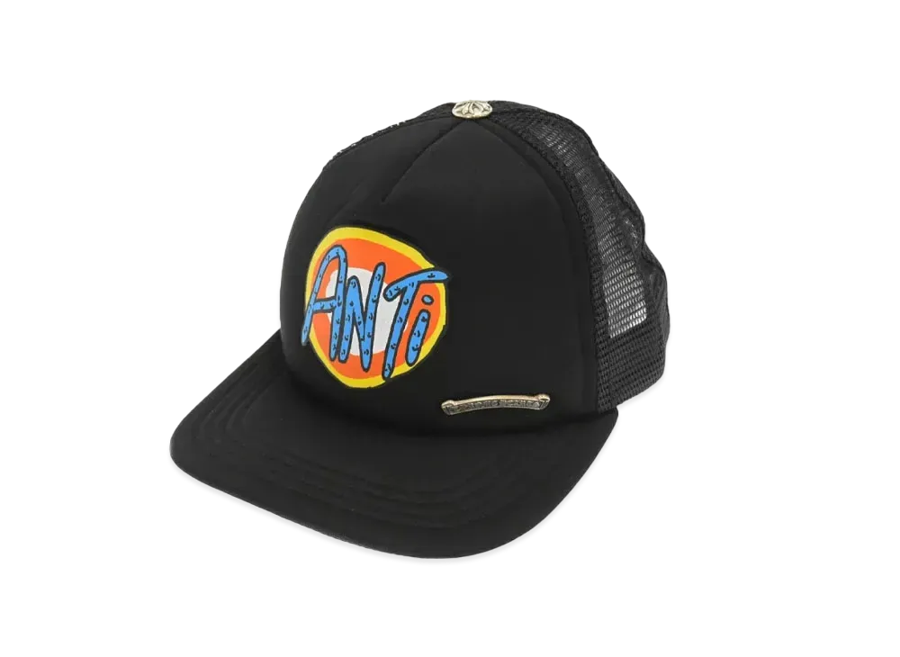 Chrome Hearts PPO Trucker Cap ANTI Print Scroll Cross Ball "Black"