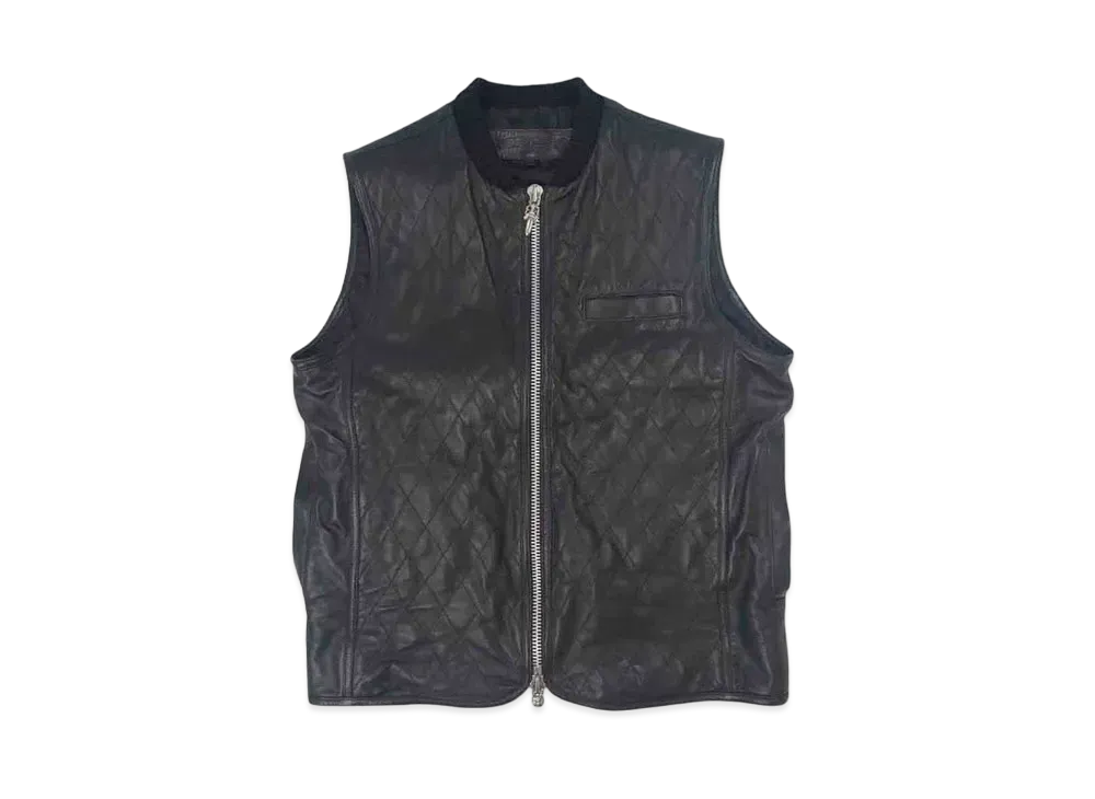 Chrome Hearts Papa Back Cross Patch Quilting Vest "Black"