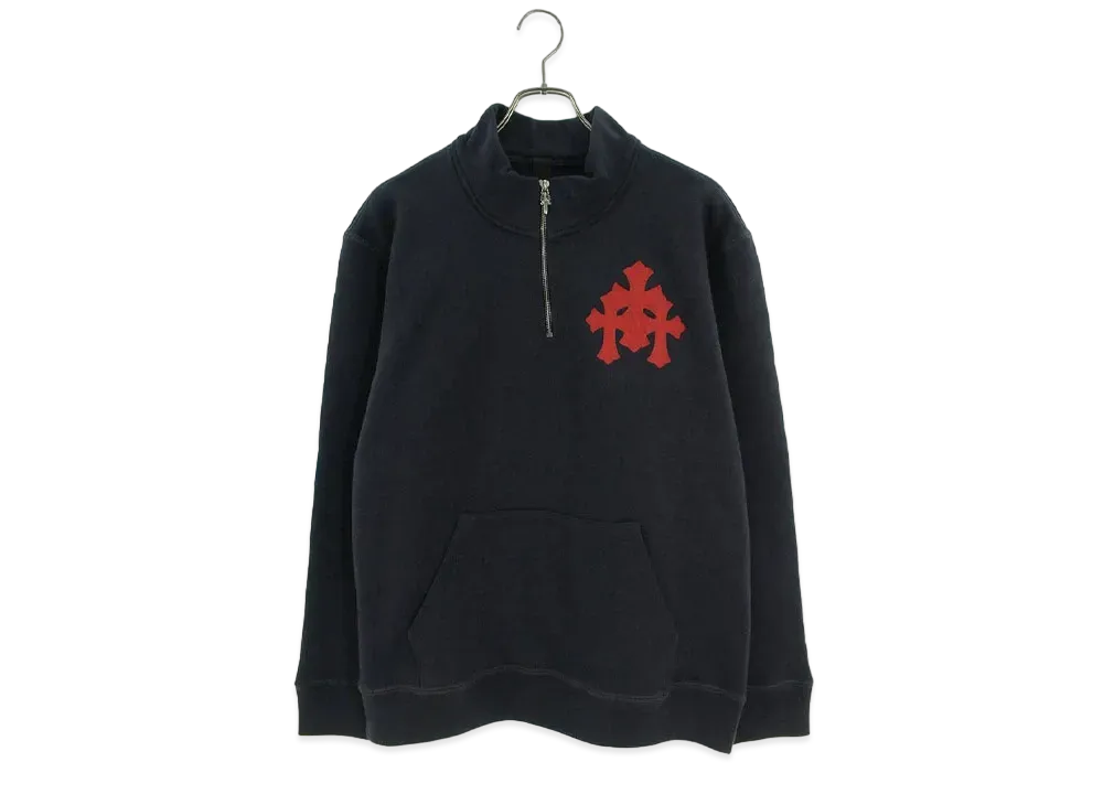 Chrome Hearts Y Not Label Cross Patch Half Zip Sweat "Navy/Red"