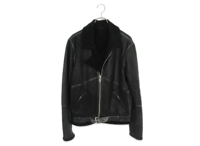 Chrome Hearts Kodiak Bear Sherling Mouton Rider Slider Leather Jacket "Black/Silver"