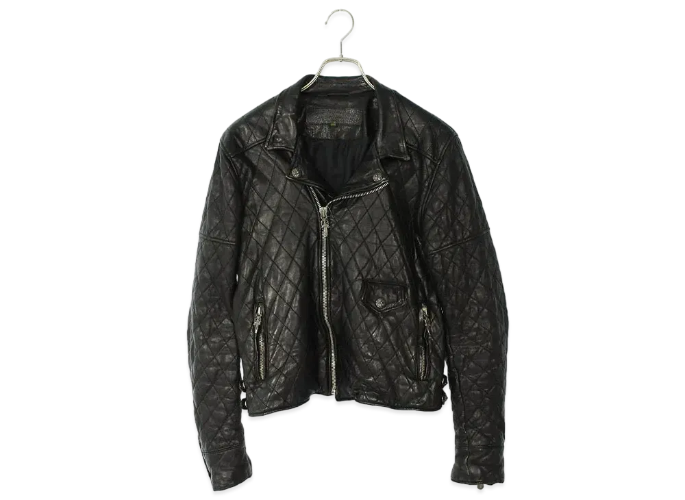Chrome Hearts Critin Quilting Rider Leather Jacket "Black/Silver"