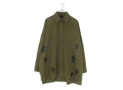 Chrome Hearts Mahal Kita Cross Patch Cross Button Military L/S Shirt "Khaki/Black"