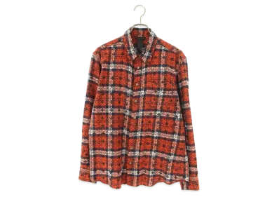 Chrome Hearts Loose End Cross Patch Cross Pattern Check L/S Shirt "Red/Black"