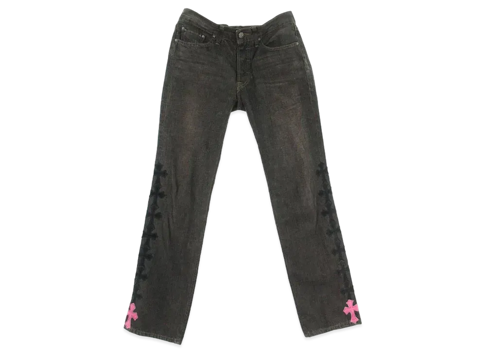 Chrome Hearts x LEVI'S U VNTG JEAN RED TAB Washed Denim Pants with Cross Patch "Black/Pink"