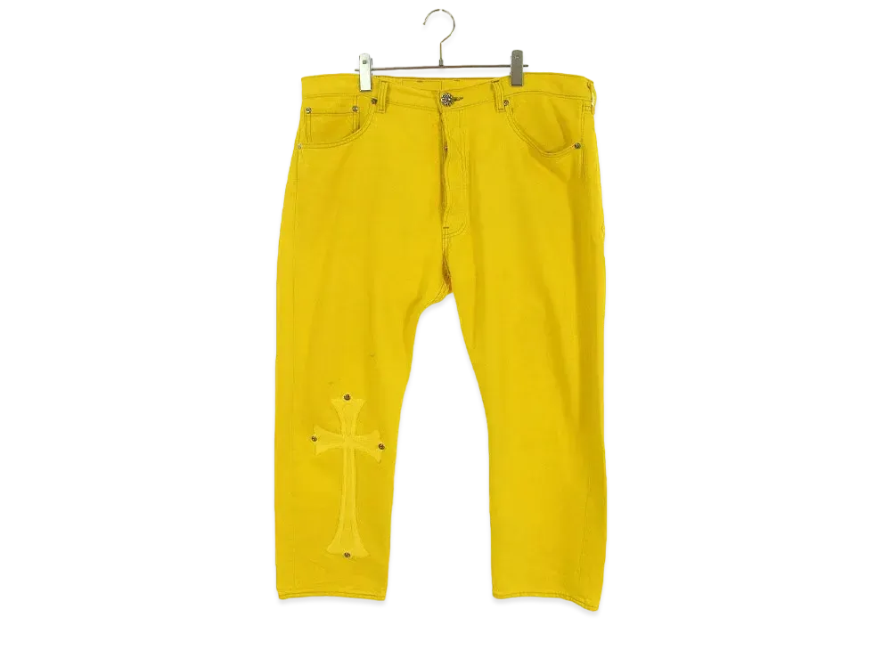 Chrome Hearts x LEVI'S U VNTG JEAN Cross Patch Washed Denim Pants "Yellow"
