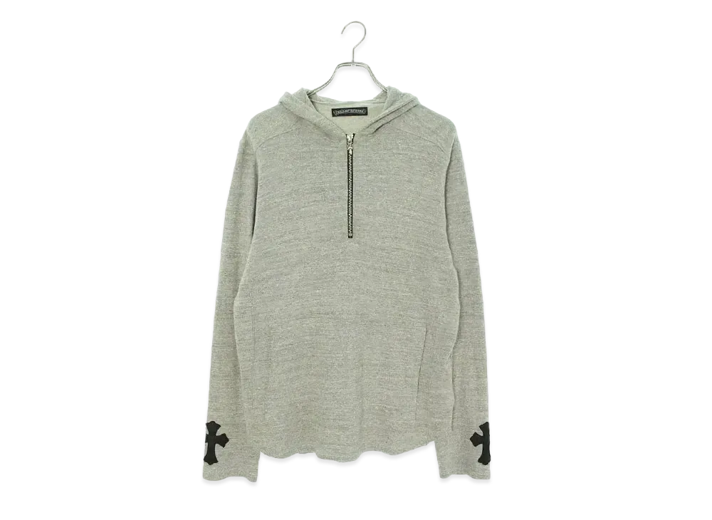 Chrome Hearts Cross Patch Half Zip Hoodie "Gray"
