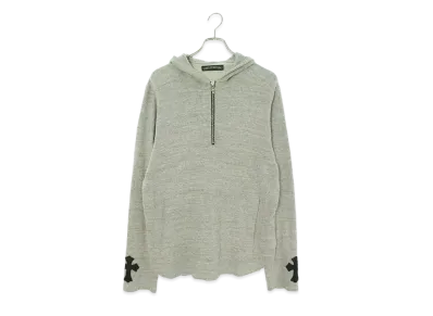 Chrome Hearts Cross Patch Half Zip Hoodie "Gray"