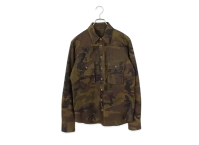 Chrome Hearts Army Shirt Back BS Flare Oil Camouflage Leather Military L/S Shirt "Khaki"