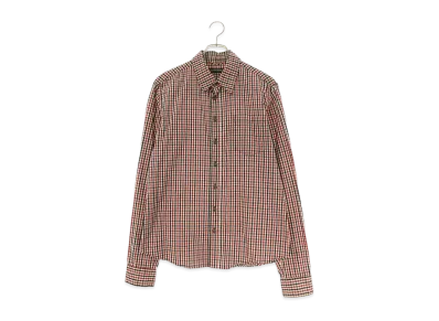 Chrome Hearts BS Flare Button Cross Patch Check L/S Shirt "Red"
