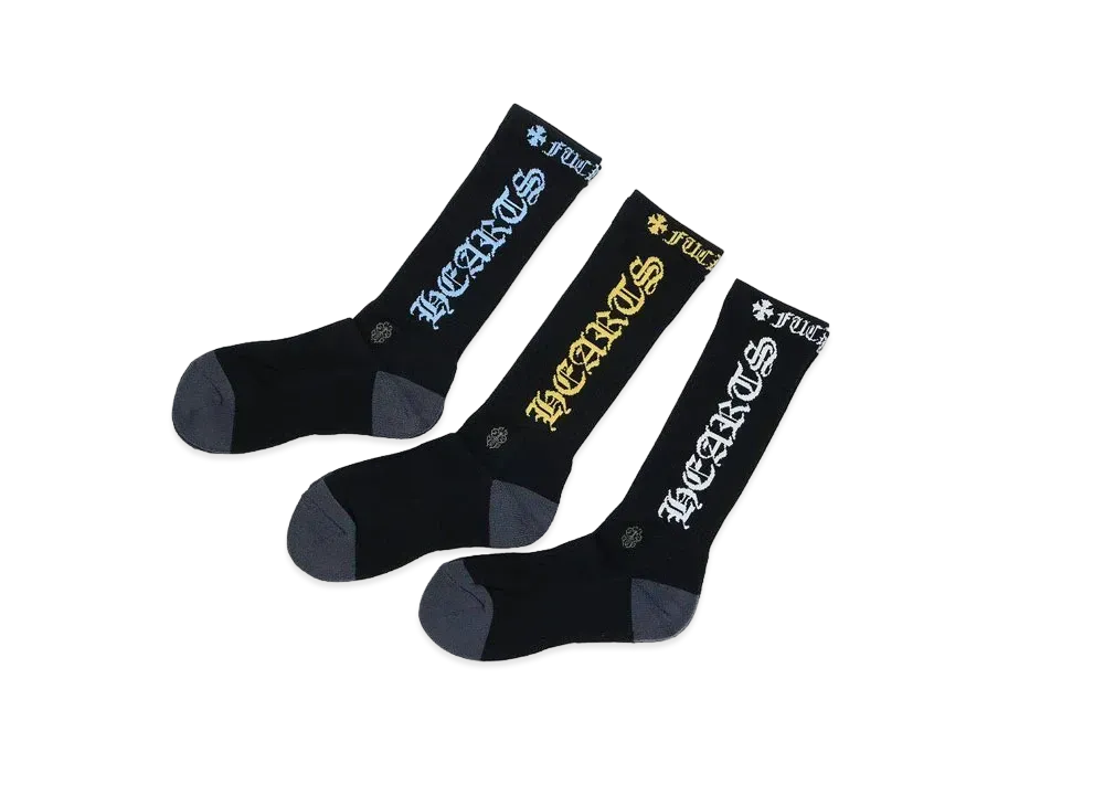 Chrome Hearts 3PK Old English Logo Socks "Black"