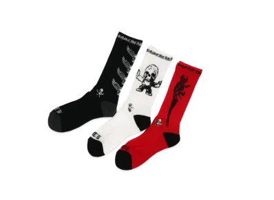 Chrome Hearts 3PK Foti Socks "Black/White/Red"