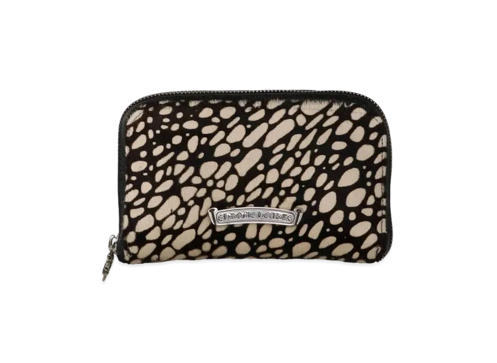 Chrome Hearts Mini Round Zip Unborn Calf Leather Wallet "Black/White"