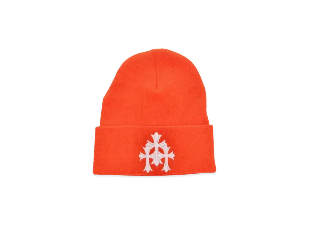 Chrome Hearts Cemetery Cross Patch Beanie "Orange/White"