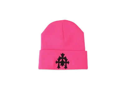 Chrome Hearts Cemetery Cross Patch Beanie "Pink/Black"