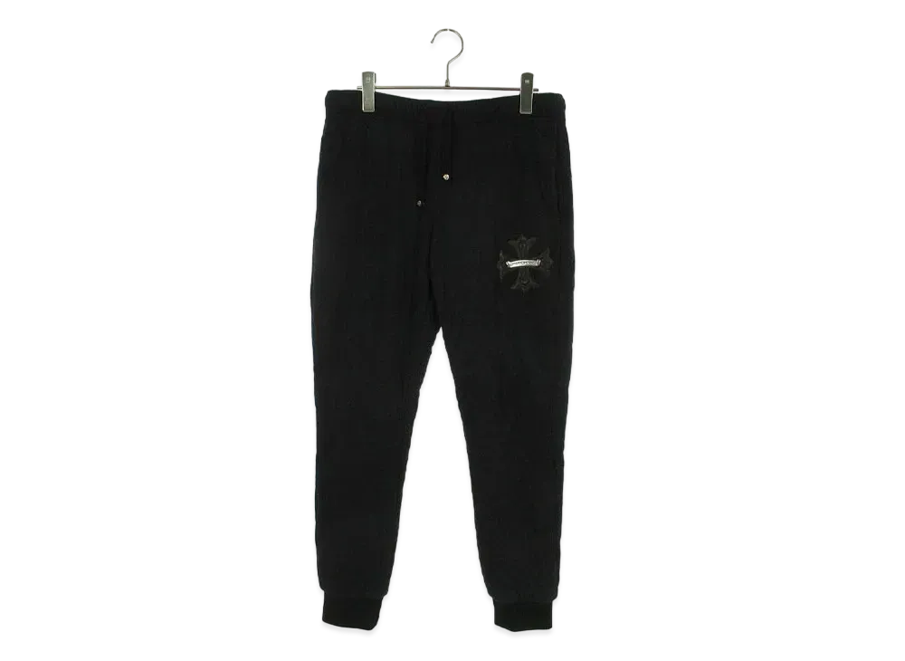 Chrome Hearts CH Plus Leather Patch Quilt Sweat Long Pants "Black"