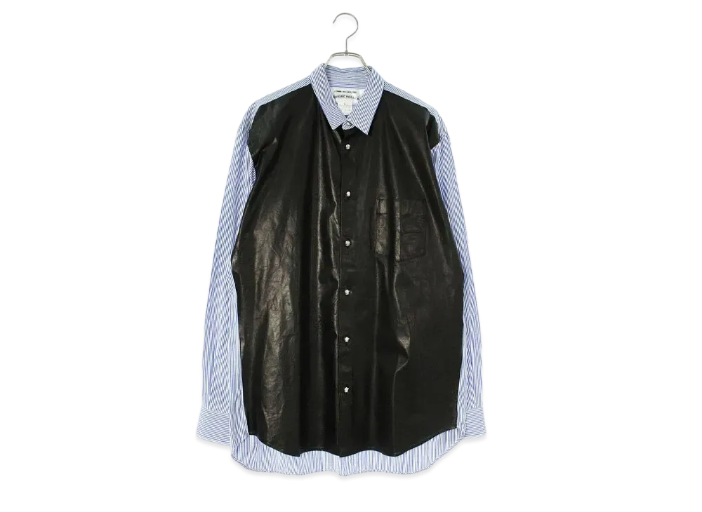 Chrome Hearts x COMME des GARCONS Front Leather Switching Stripe L/S Shirt "Black/Blue"