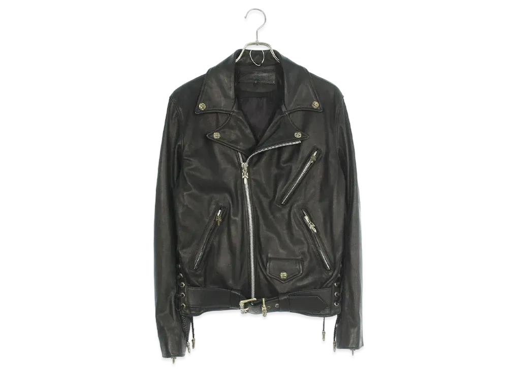 Chrome Hearts x COMME des GARCONS JJ Dean VJ Snap Dagger Zip Riders Leather Jacket DSMG Limited "Black/Silver"