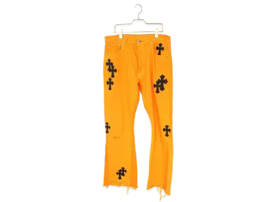 Chrome Hearts x Off-White x Gallery Department Cross Patch Denim Pants "Orange/Black"
