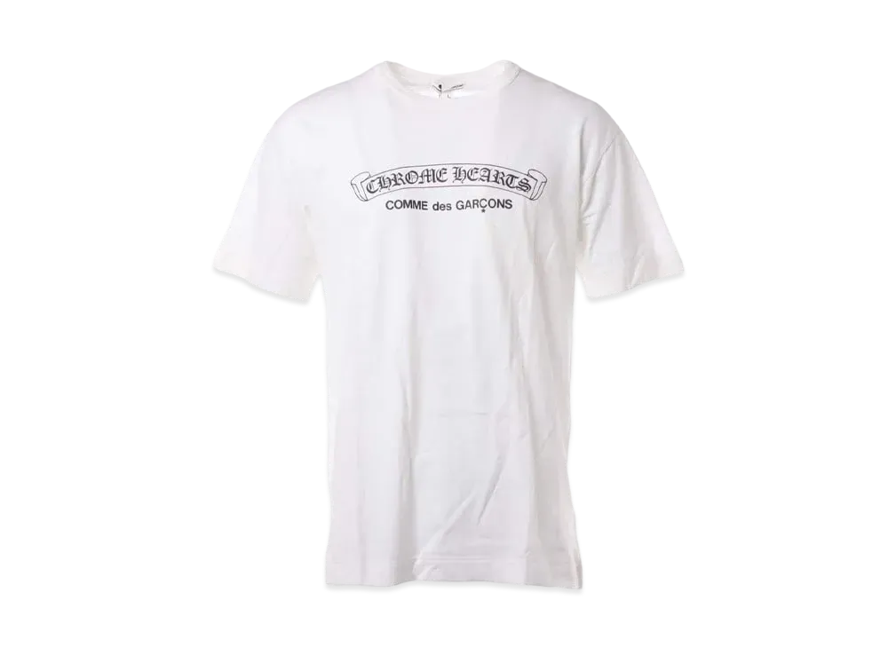Chrome Hearts x COMME des GARCONS Front Logo Print Crewneck Cotton T-Shirt "White"