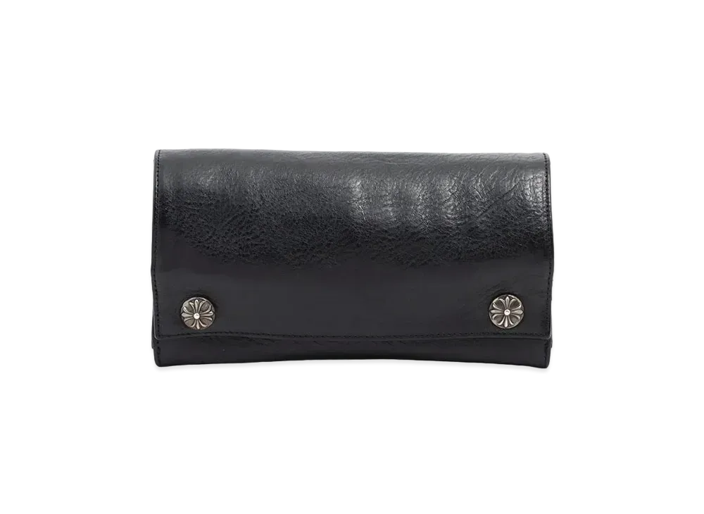 クロムハーツ ロングウォレット クロスボタン レザー "ブラック"