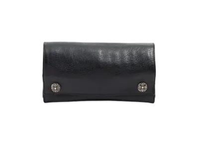Chrome Hearts Long Wallet Cross Button Leather "Black"