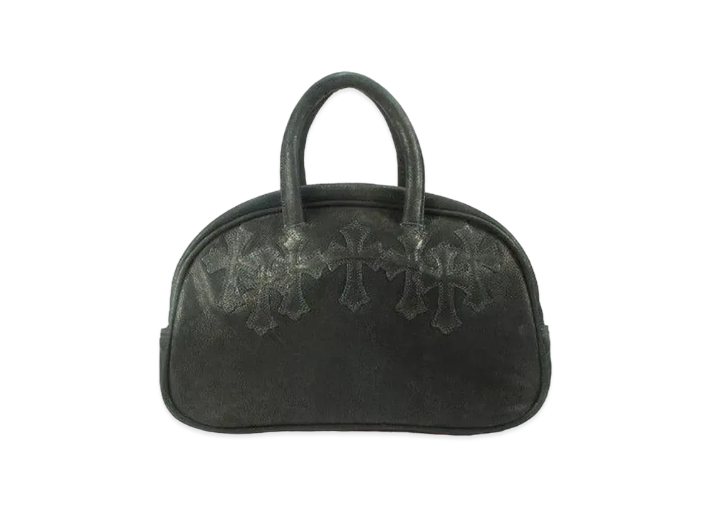 Chrome Hearts Gym Bag Small Cemetery Cross Patch Handbag Destroyed Leather "Black"