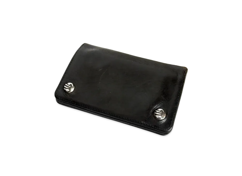 Chrome Hearts 1 Zip Crow Button Leather Wallet "Black"