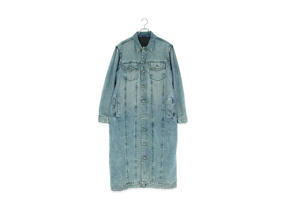 Chrome Hearts Motorbreath Trnch Cross Button Denim Long Coat "Light Blue/Silver"