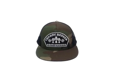 Chrome Hearts Trucker Cap Fabric Front 3 Cross Camouflage "White"