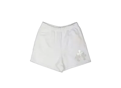 Chrome Hearts Leather Cemetery Cross Patch Sweat Shorts "White"