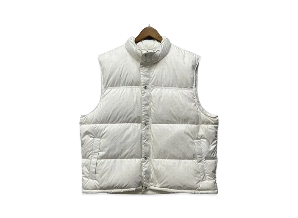 Chrome Hearts CH Plus Pattern Nylon Stiff Down Vest Dagger Zip Cross Ball Button "White"