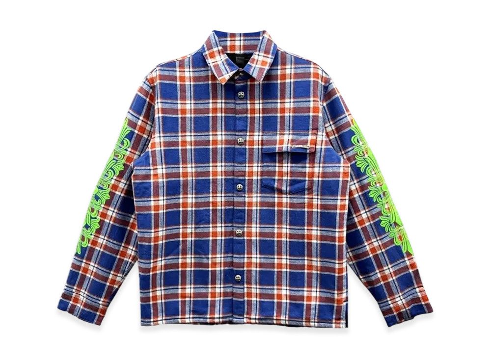 クロムハーツ WORK'N フローラルクロス フランネルシャツ "ブルー/レッド/グリーン"