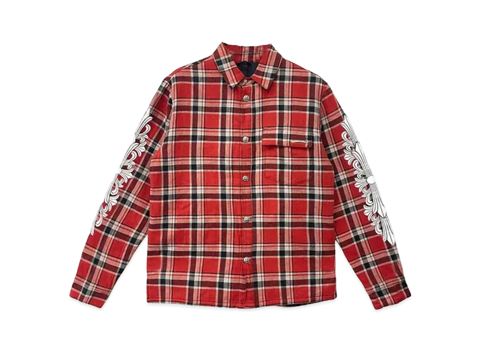 Chrome Hearts WORK'N Floral Cross Flannel Shirt "Red"