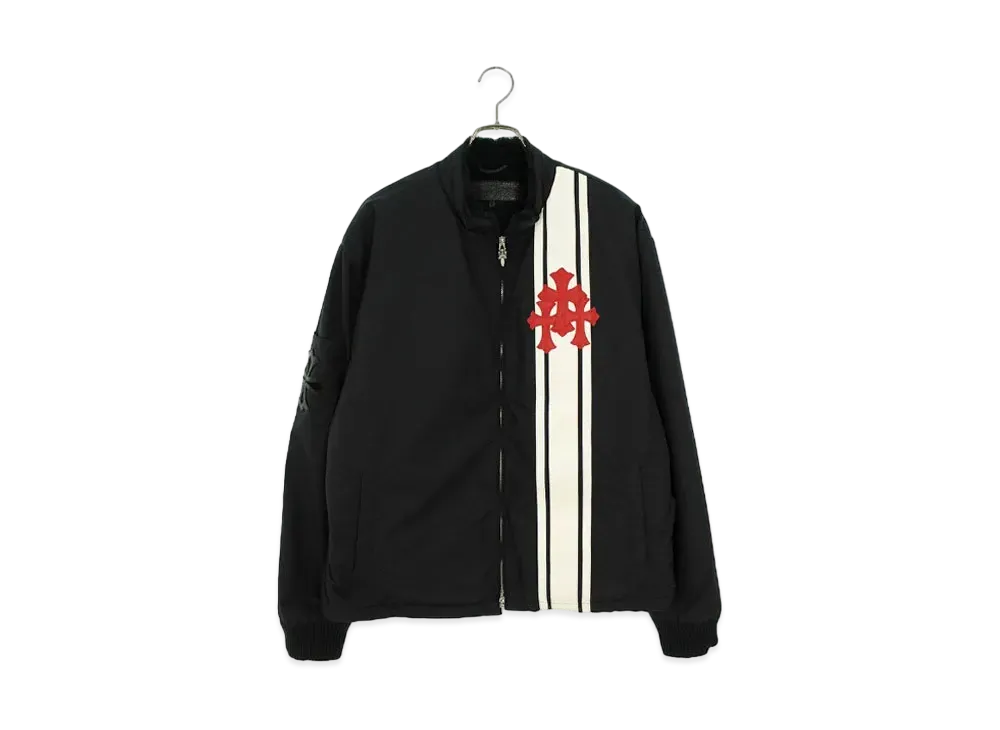 Chrome Hearts Cobra 3 Cemetery Cross Patch Nylon Racing Jacket "Black/White/Red"