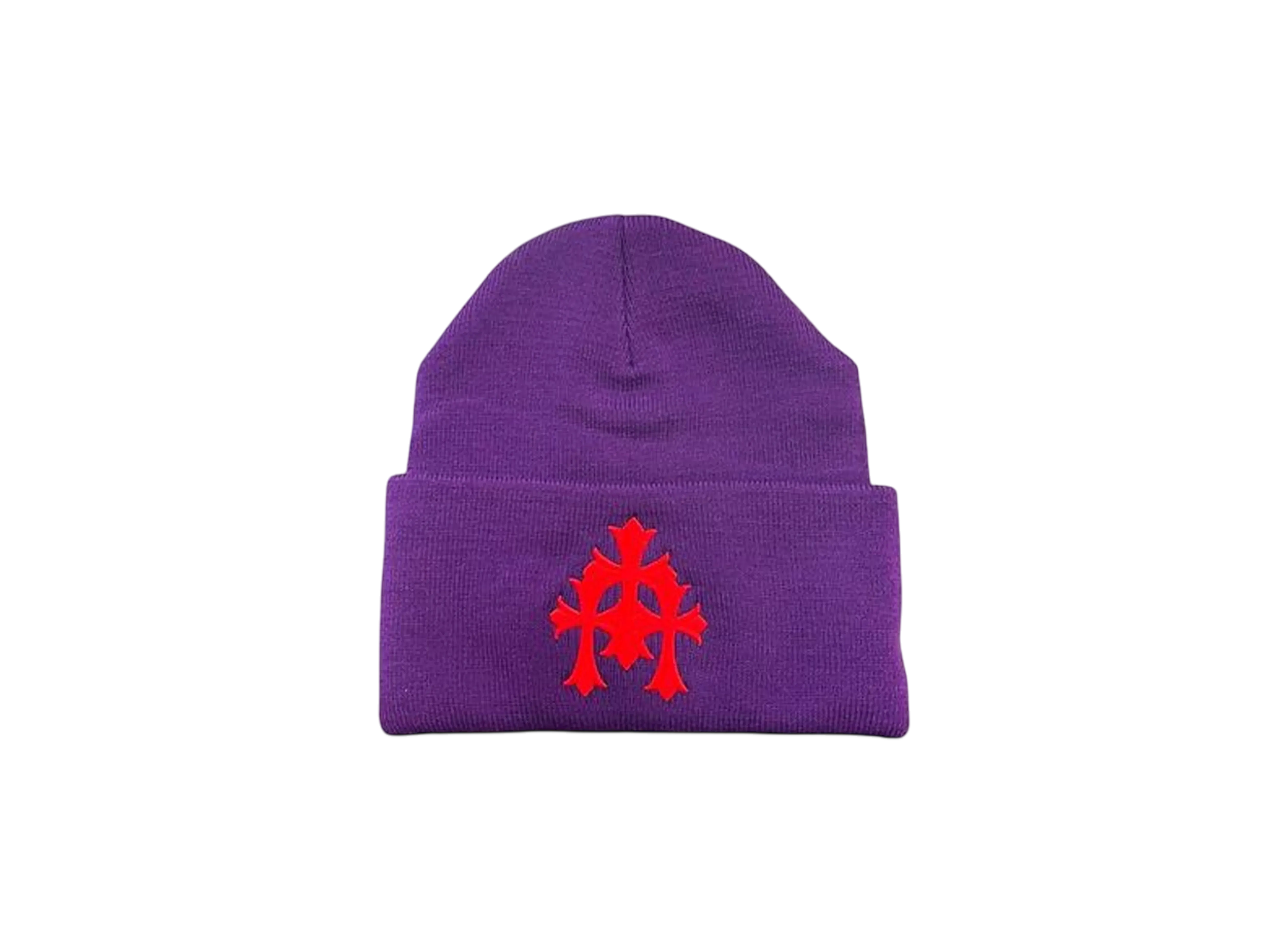 Chrome Hearts Cemetery Cross Patch Beanie "Purple"