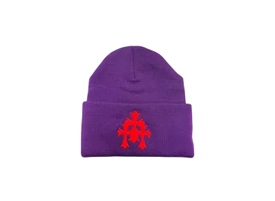 Chrome Hearts Cemetery Cross Patch Beanie "Purple"