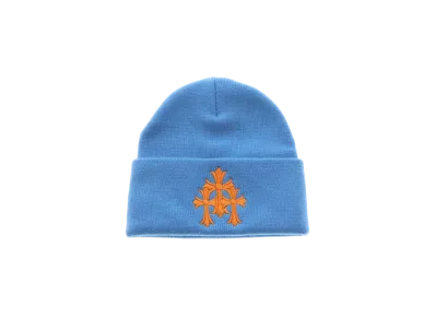 Chrome Hearts Cemetery Cross Patch Beanie "Light Blue"