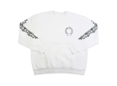 Chrome Hearts Floral Cross Horseshoe Back Print Sweatshirt "White"