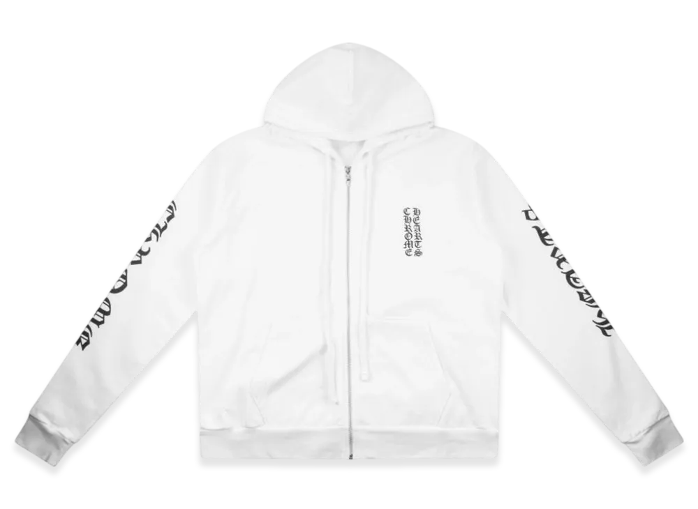 クロムハーツ バーティカル ロゴ ジップアップ フーディー "ホワイト"