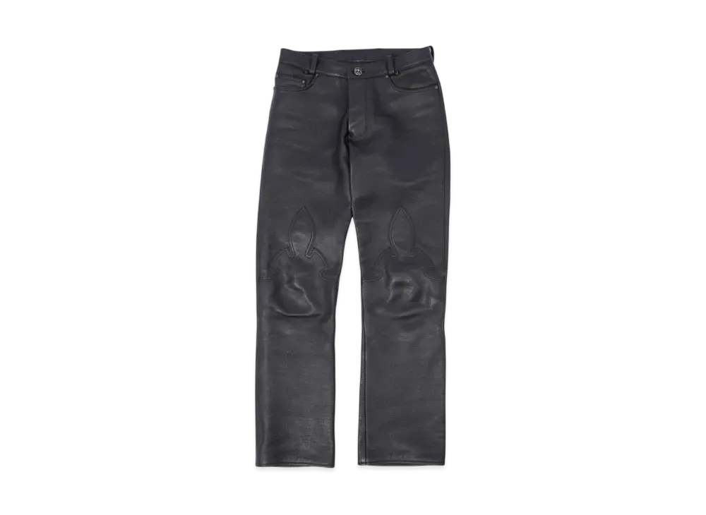 Chrome Hearts Fleur Knee Leather Pants "Black"