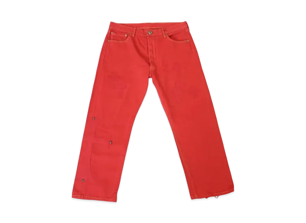 Chrome Hearts VNTG Denim Pants Cross Patch LEVI'S Button Fly "Red"
