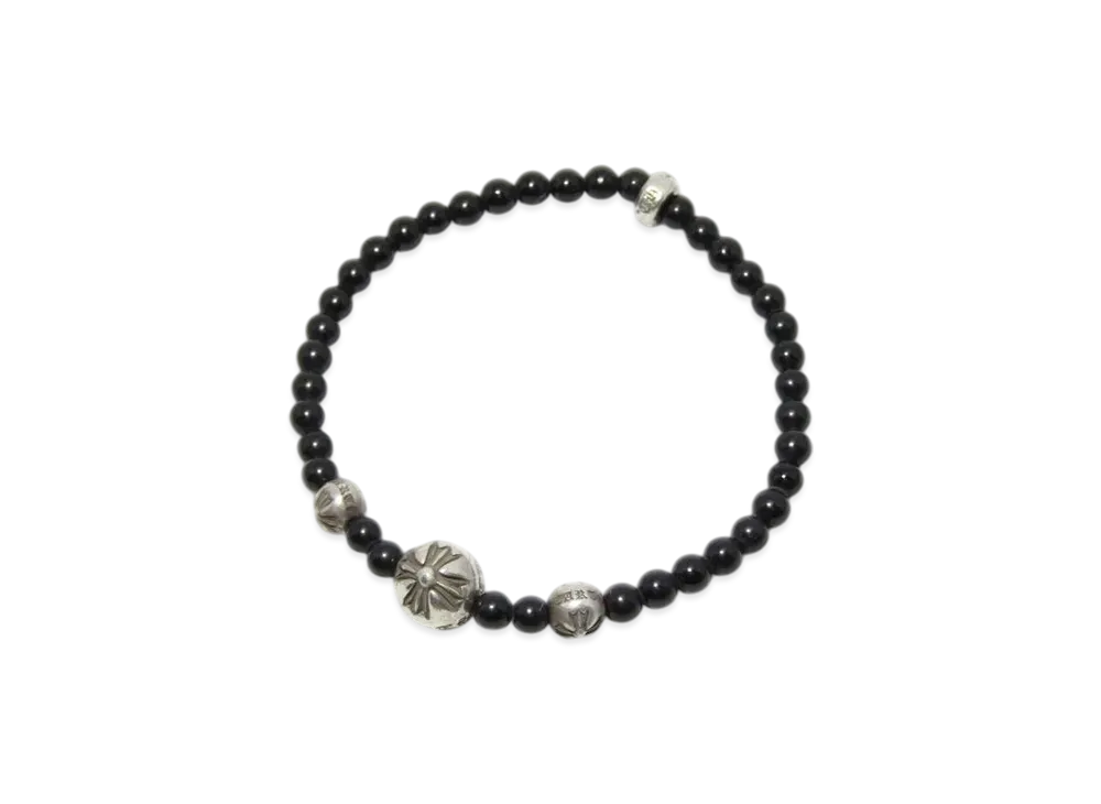 Chrome Hearts Beaded Bracelet 4mm Tolmarine "Black/Silver"